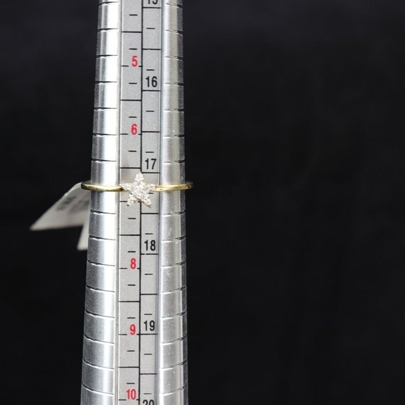 14K Yellow Gold Plated Sterling Silver, Diamond Star, Ring - H/I Size 7 - Picture 6 of 6